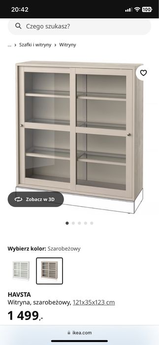 witryna szafka szafa ikea havsta z litego drewna sosny