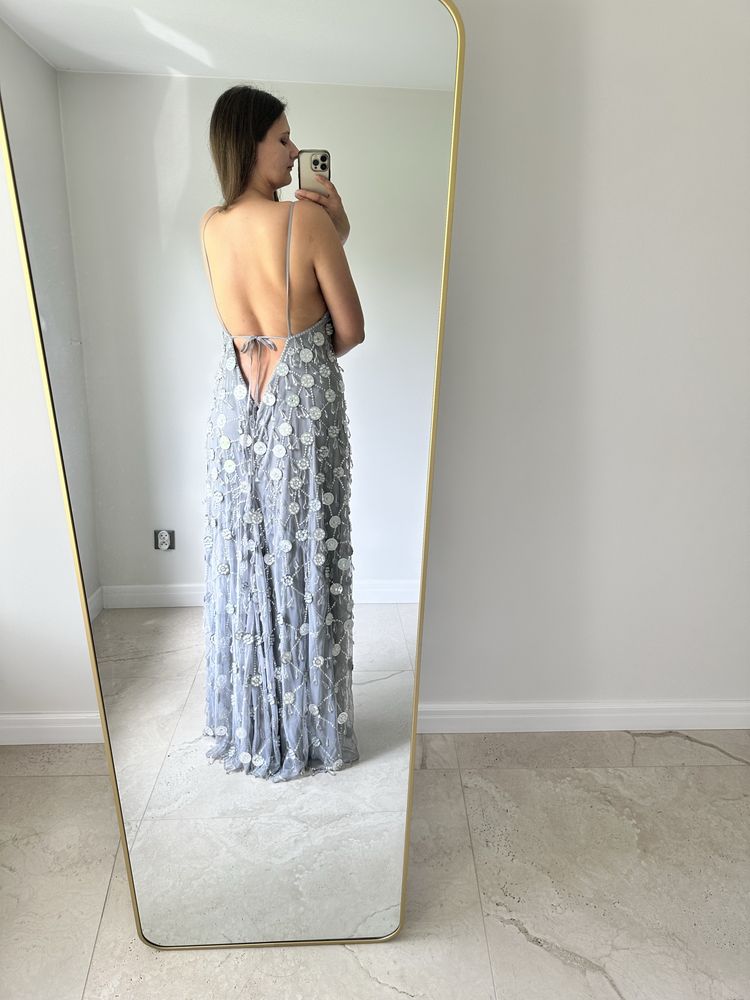 Sukienka cekinowa frędzle ASOS rozmiar 46 wesele ślub wow