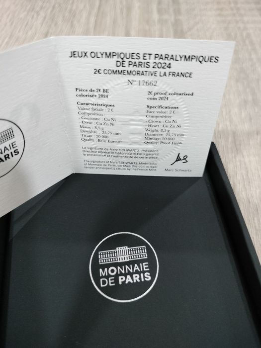 Moeda Comemorativa Colorida Proof 2€ Torre Eiffel Jogos Olímpicos Pari