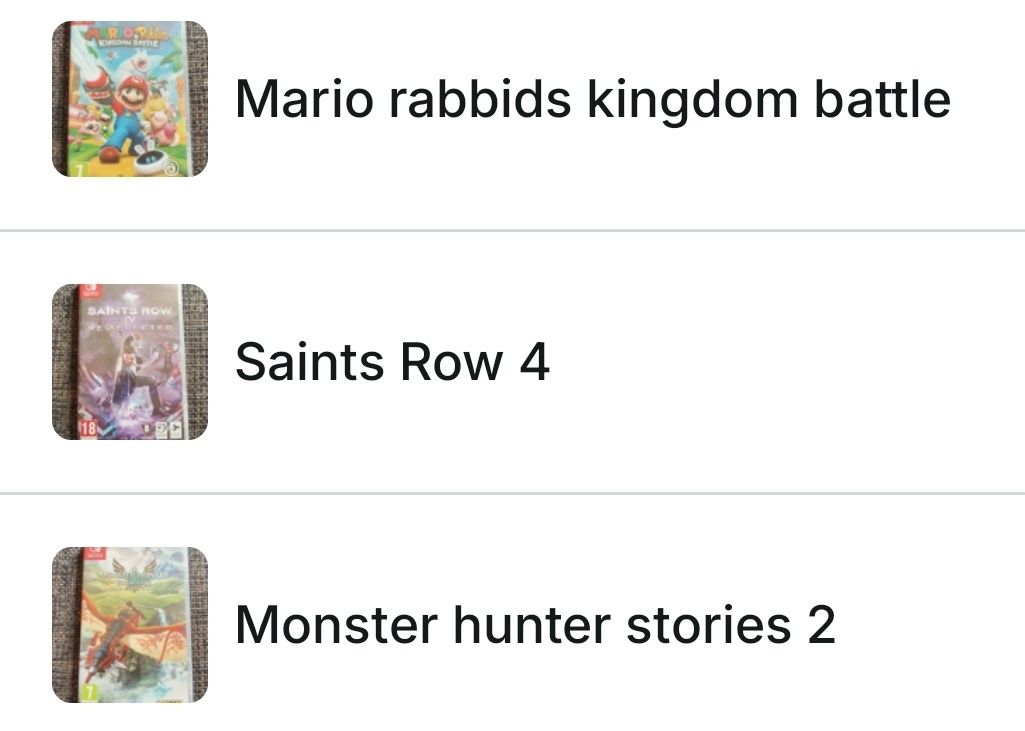 Jogos switch e comandos