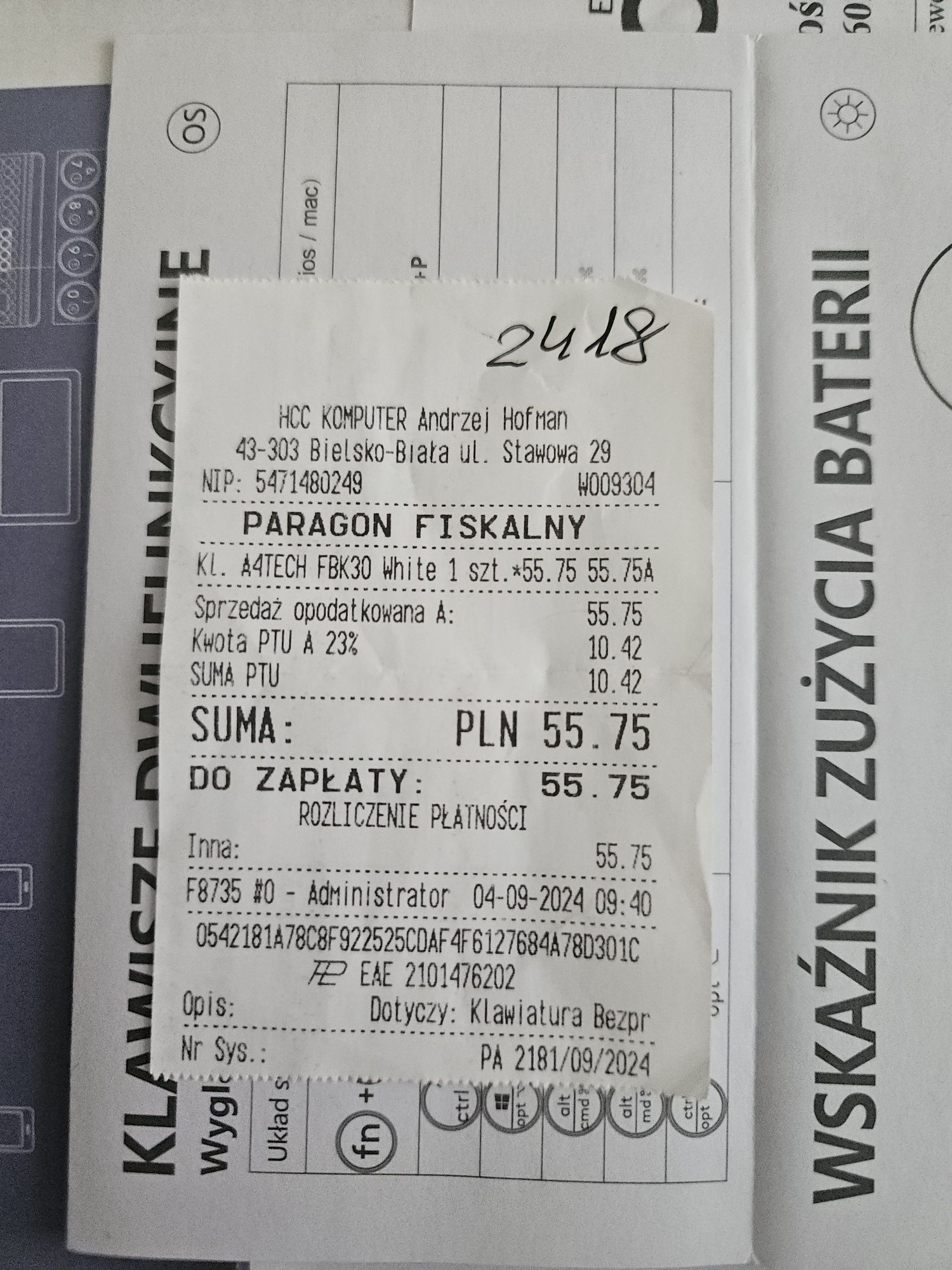Klawiatura A4tech Fstyler FBK30 biała