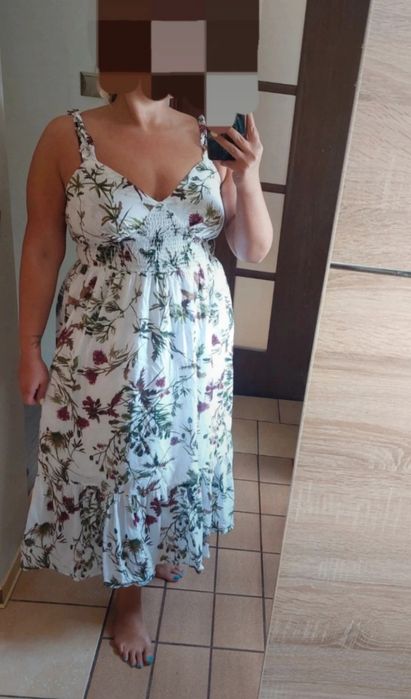 Śliczna boho sukienka, na lato sukieneczka maxi, polne kwiaty L,XL