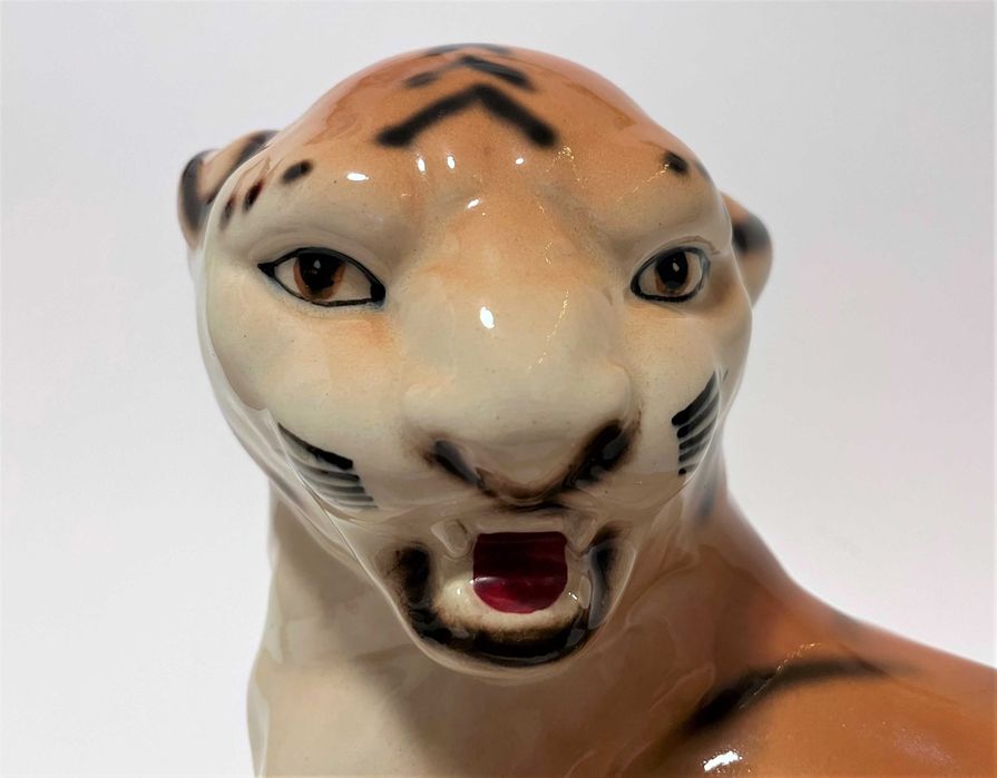 2x figurka ceramiczna Tygrys- design Włochy? Mid century design