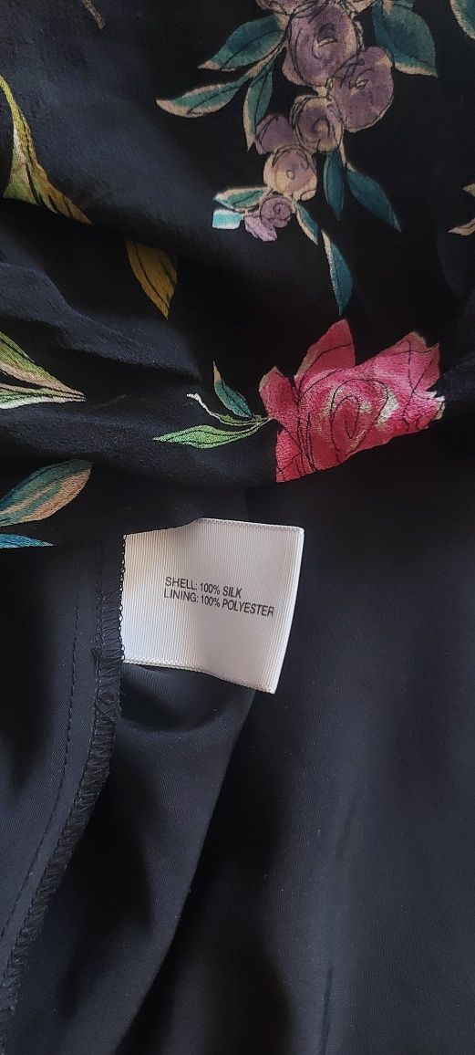 sukienka jedwabna 100% jedwab silk kwiaty długa country casuals xxl 44
