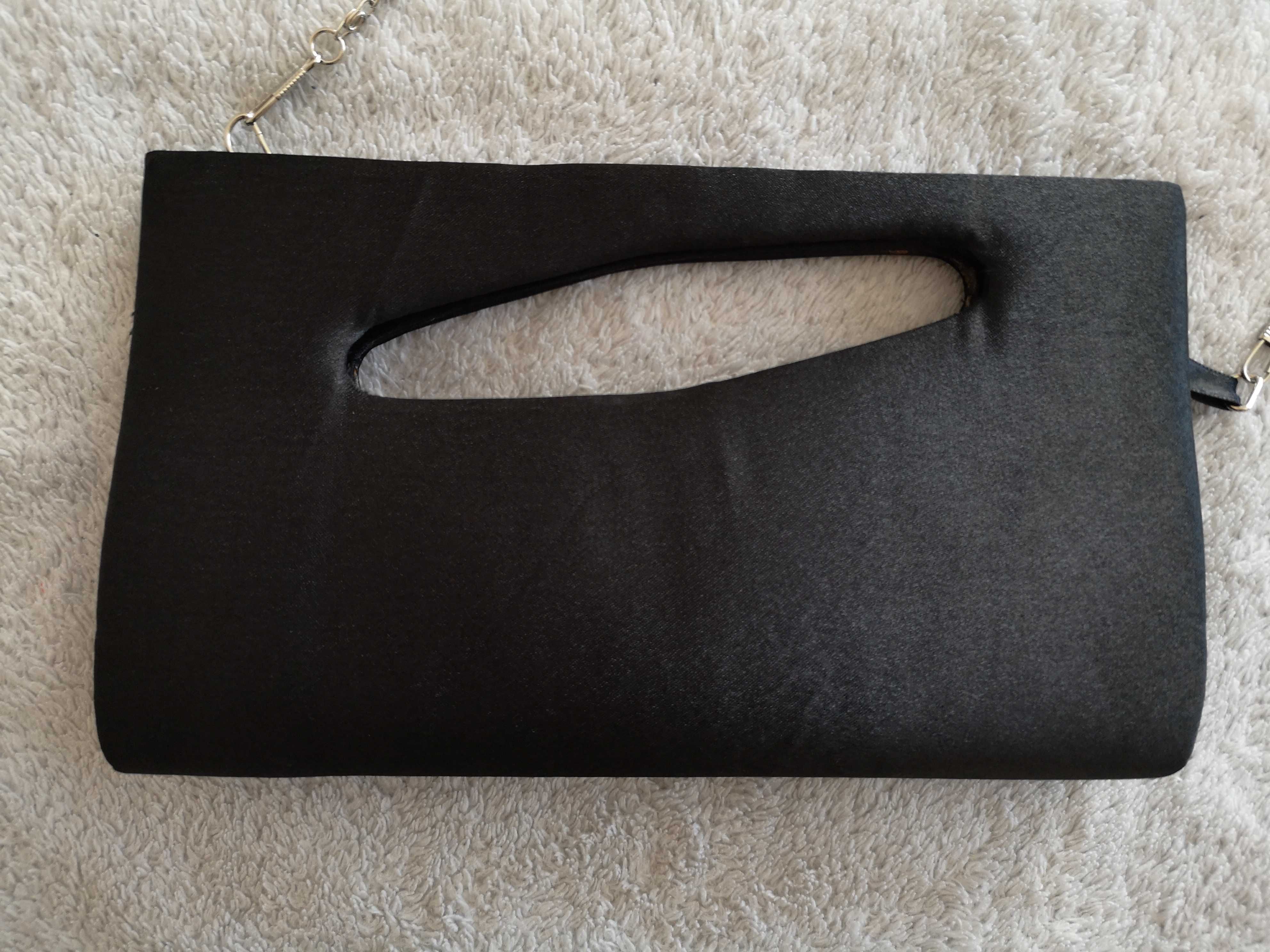 Nowa czarna wizytowa torebka na ramię do ręki kopertówka Bijoux Terner