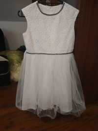 Sprzedam sukienkę biała z tiulem dla dziewczynki roz. 152 cm