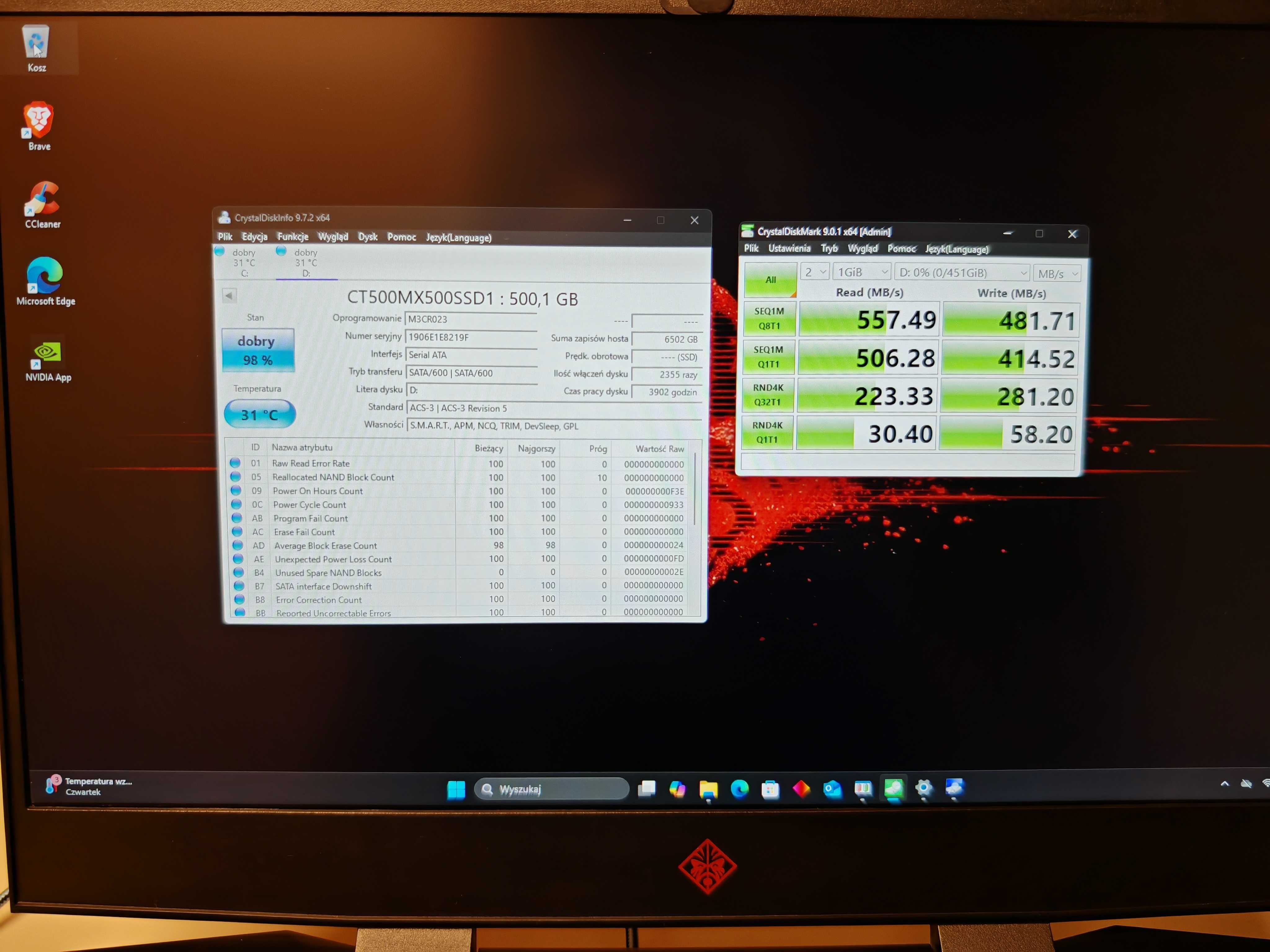 Laptop HP Omen 15-dc0006ng i7- 8750H GTX1060 6GB 32GB 1.5TB SSD Win11