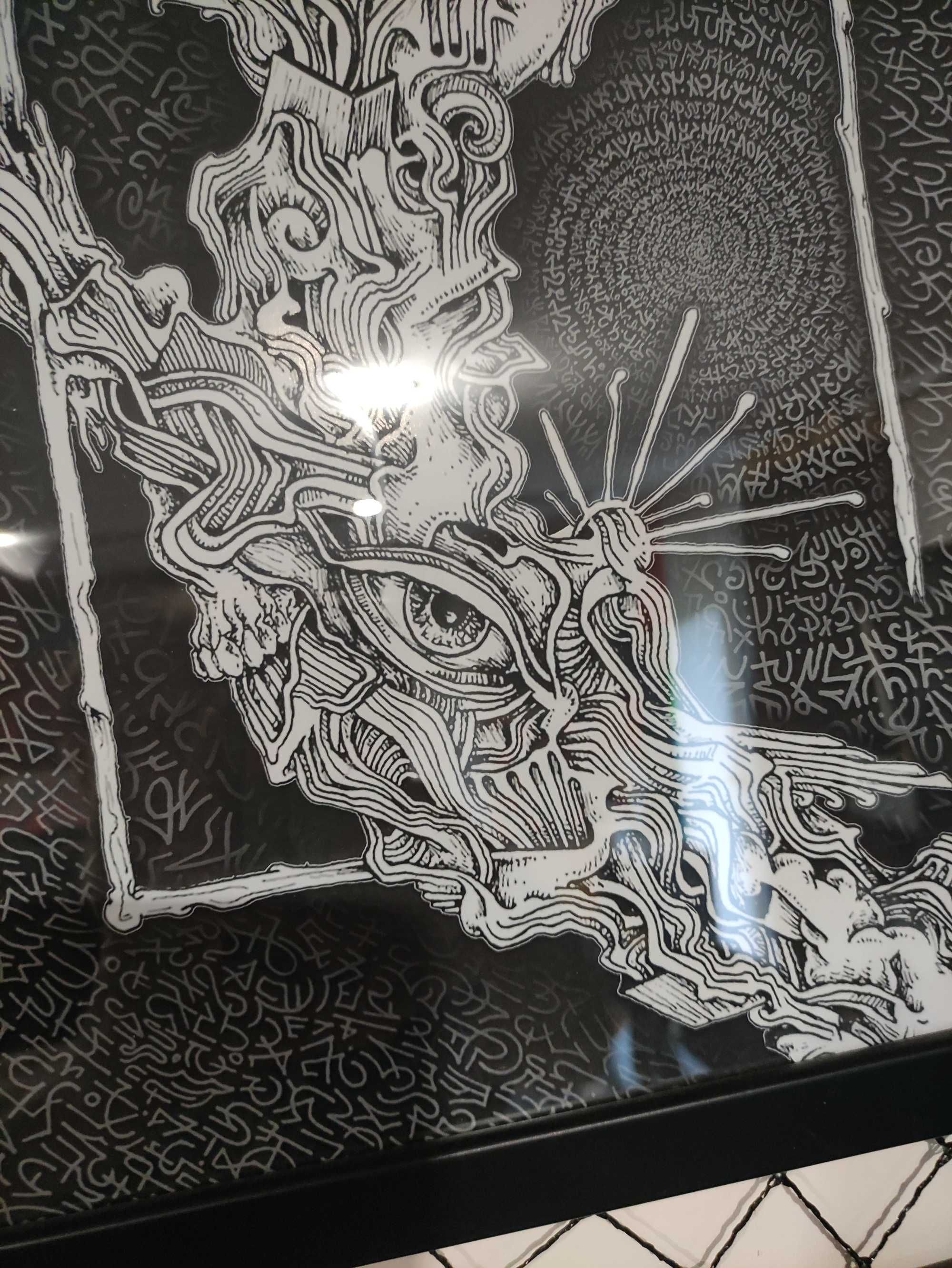 Obraz "POZA RAMĄ" 40x30 Abstrakcja Surrealizm  Polska grafika w ramie