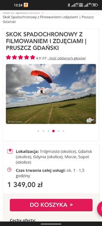 Skok spadochronowy Pruszcz gdański voucher prezent z nagrywaniem i zdj