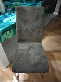Pokrowce na krzesła welurowe szare 4 sztuki