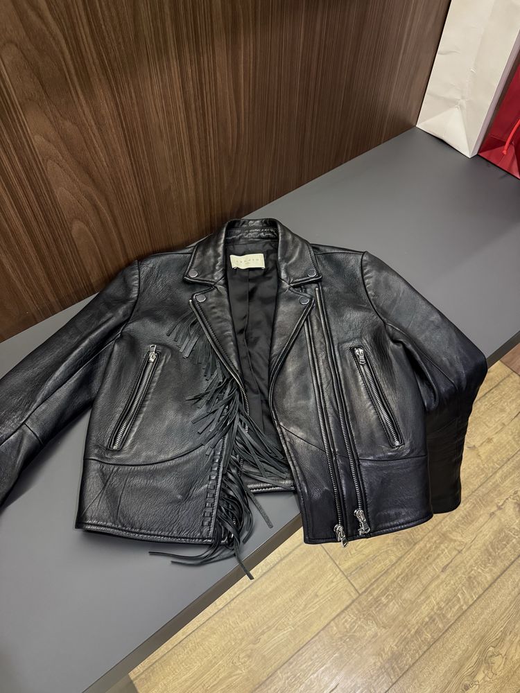 Жіноча шкіряна курточка Sandro bazhane Ttswtrs moncler gots label