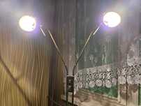 Lampa podłogowa 2-punktowa ze ściemnianiem mosiądz