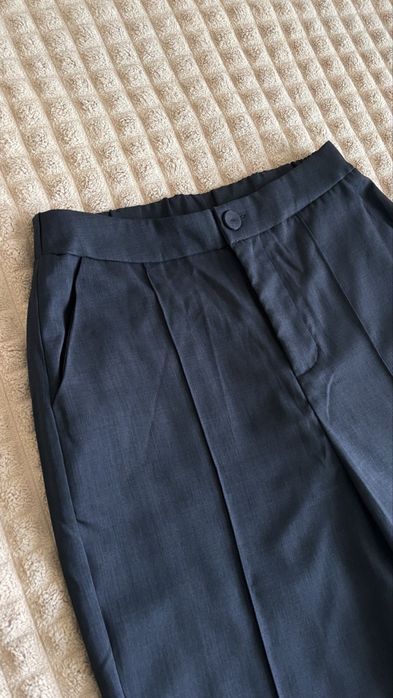 Темно-сині нові штани з легкої класичної тканини з кантом, р. S/36