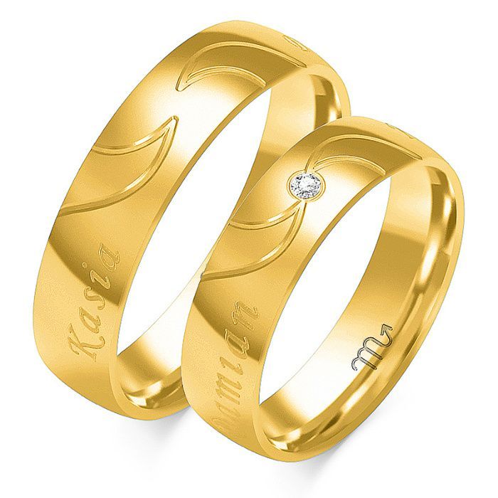 Nataliebizu Złote Obrączki Ślubne z Diamentami
