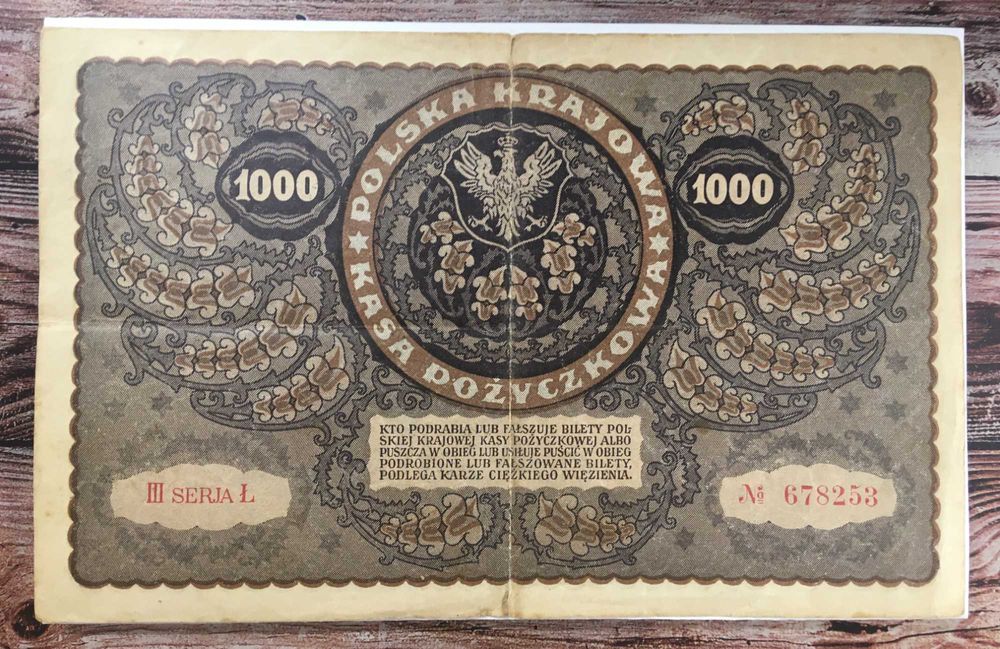 1000 marek polskich 1919 rok - stan VF+