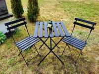Ikea krzesła i stolik stół ogrodowy balkonowy czarny