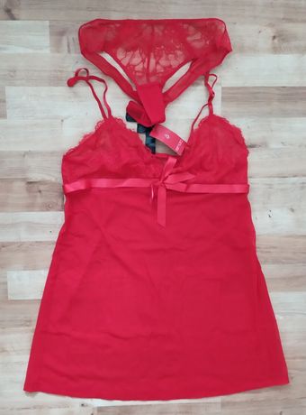 Nowy komplet bielizny M / L czerwony stringi nocnej koszula 38 piżama