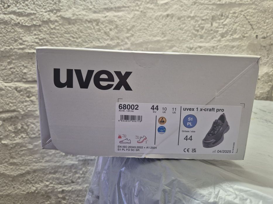 Botas de Segurança Uvex 1 x-craft – Novas, Tamanho 44