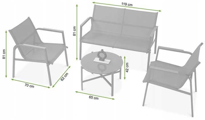 Zestaw Mebli Ogrodowych Tarasowych na balkon 2x Fotel Sofa Stolik hit