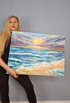 Obraz ręcznie malowany – Morze o zachodzie słońca – 60x80 cm – Akryl