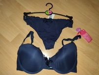 Primark komplet biustonosz 75 B i 75 C+stringi 38/40
