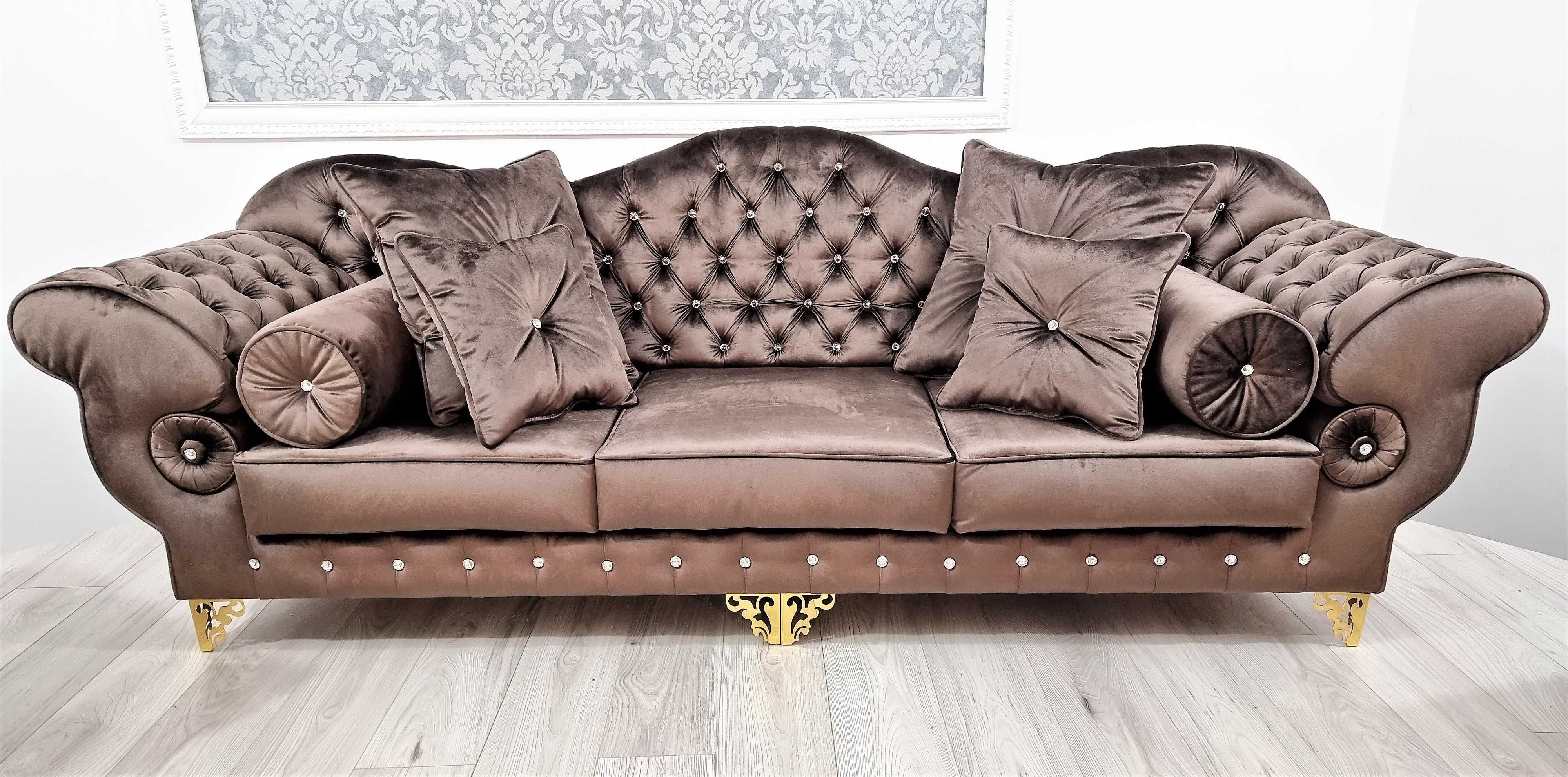 Zestaw wypoczynkowy PRESTON BIG chesterfield sofa fotele pikowane