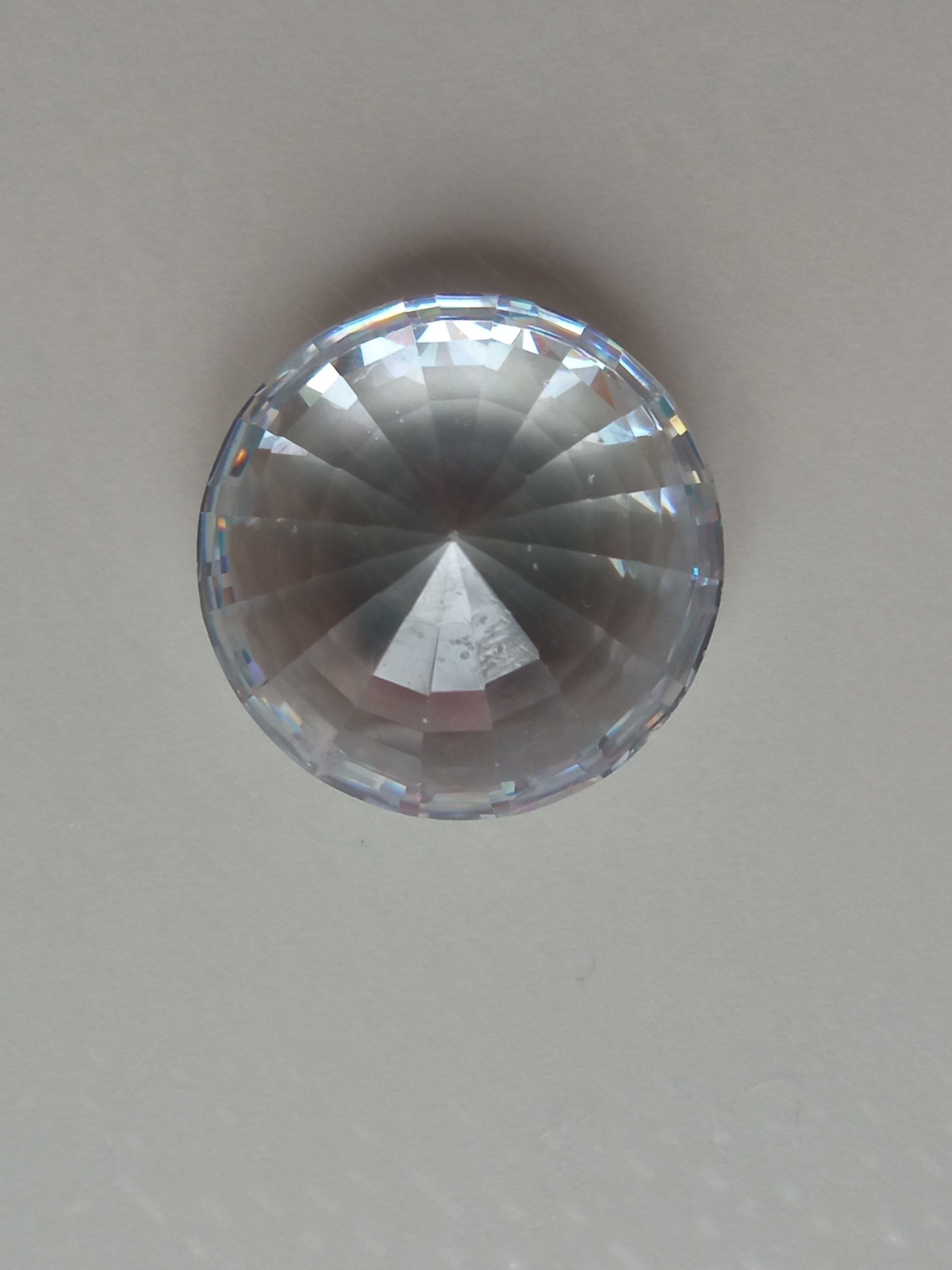 Szklany Kamień fasetowany przezroczysty biały 2,5 cm Okrągły
