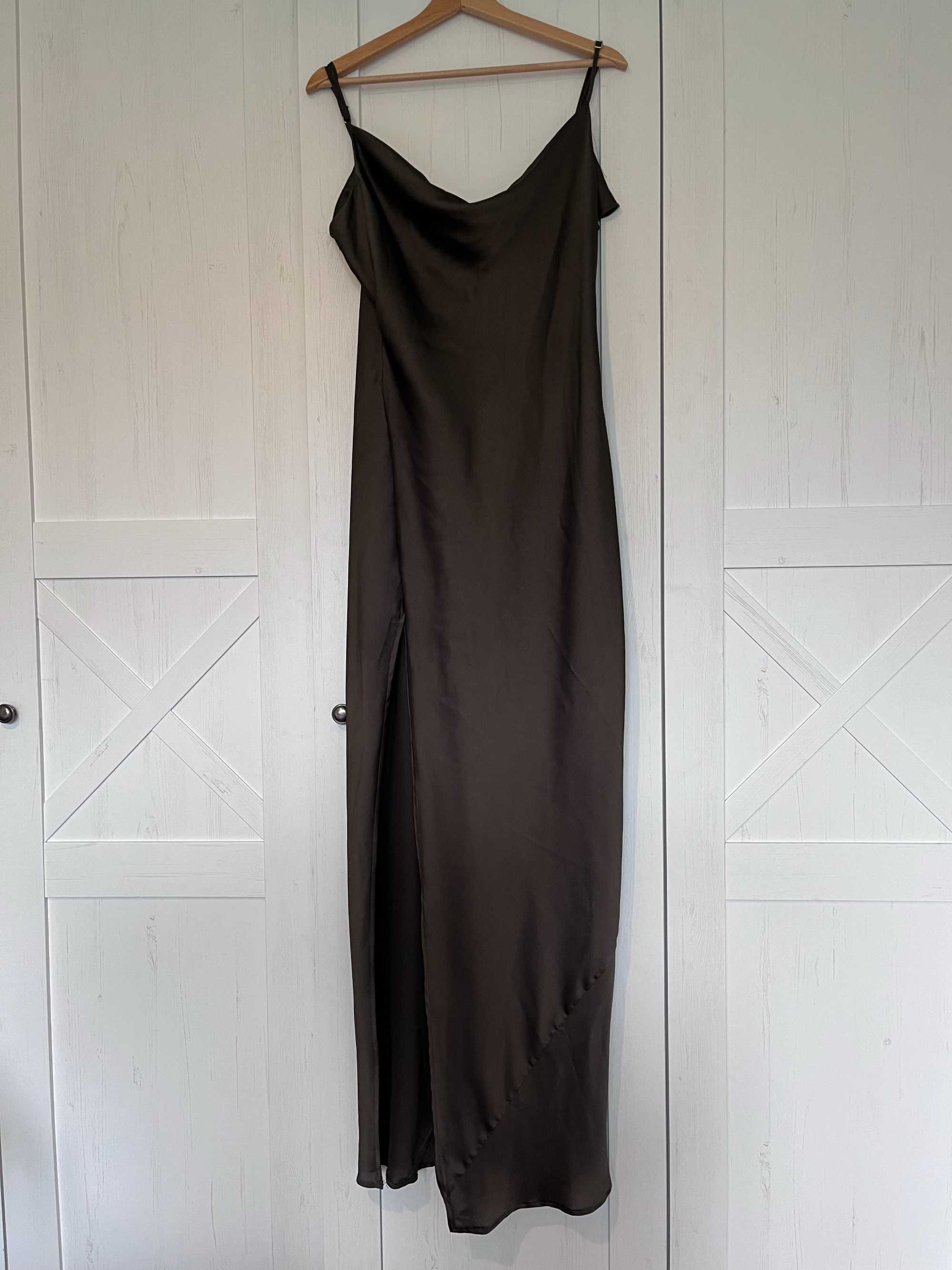 Sukienka satynowa Maxi khaki ASOS