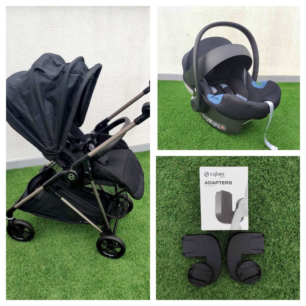 Cybex Melio carrinho ultraleve preto + Cybex Aton M I-Size Preto Ovo