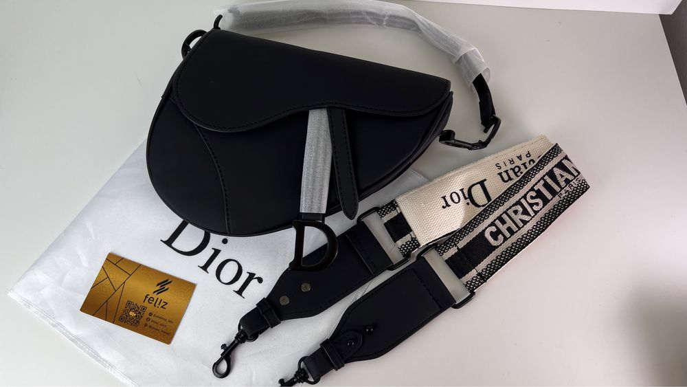 Czarna torebka damska Dior Saddle Premium luks CD w pudełku