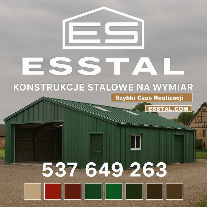 Garaż Blaszany ZIELONY | Hala | Wiata  Wysoki Wjazd  Hala – ESSTAL*
