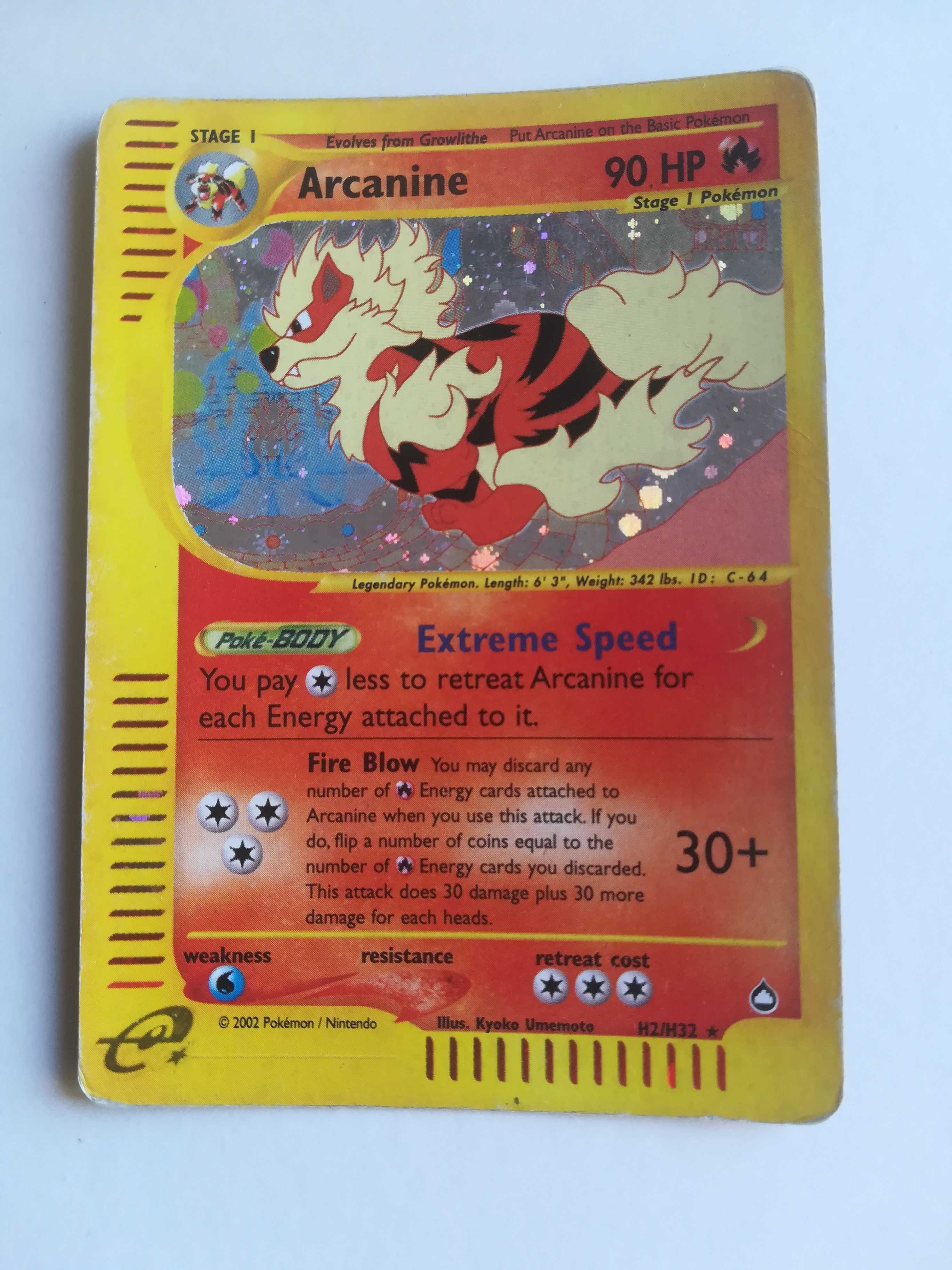 Carta Pokemon Arcanine holo rare - Aquapolis - H2/H32