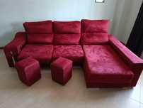 Sofá vermelho c/ chaise long