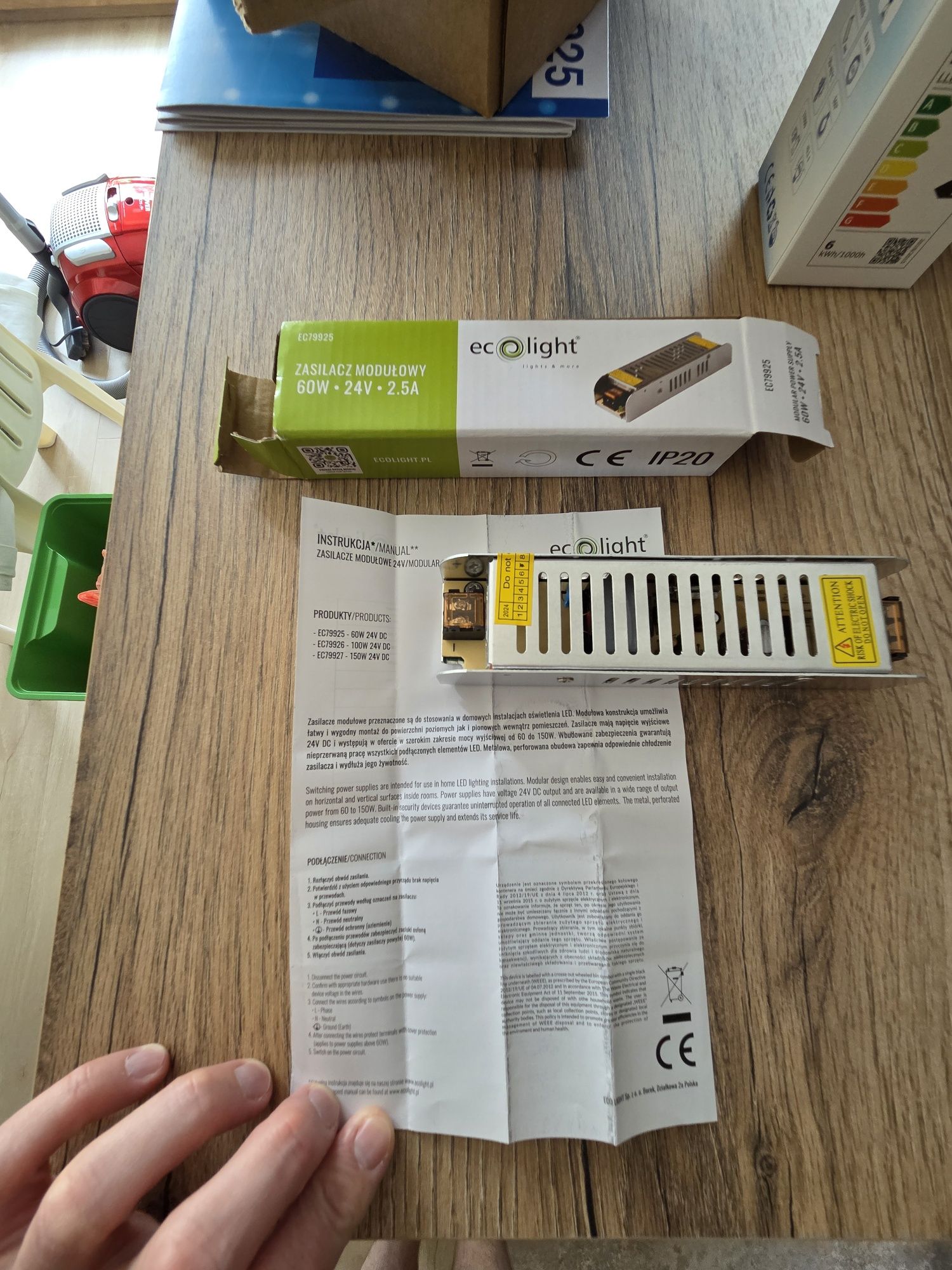 Zasilacz montażowy 24V 2.5A 60W do LED modułowy IP20 transformator DC