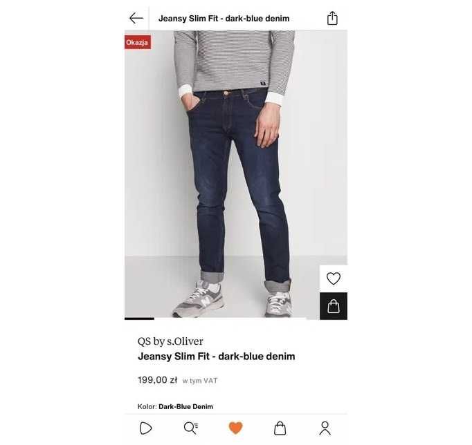 QS by s.Oliver Jeansy Slim Fit dark-blue denim spodnie jeansowe dżinsy