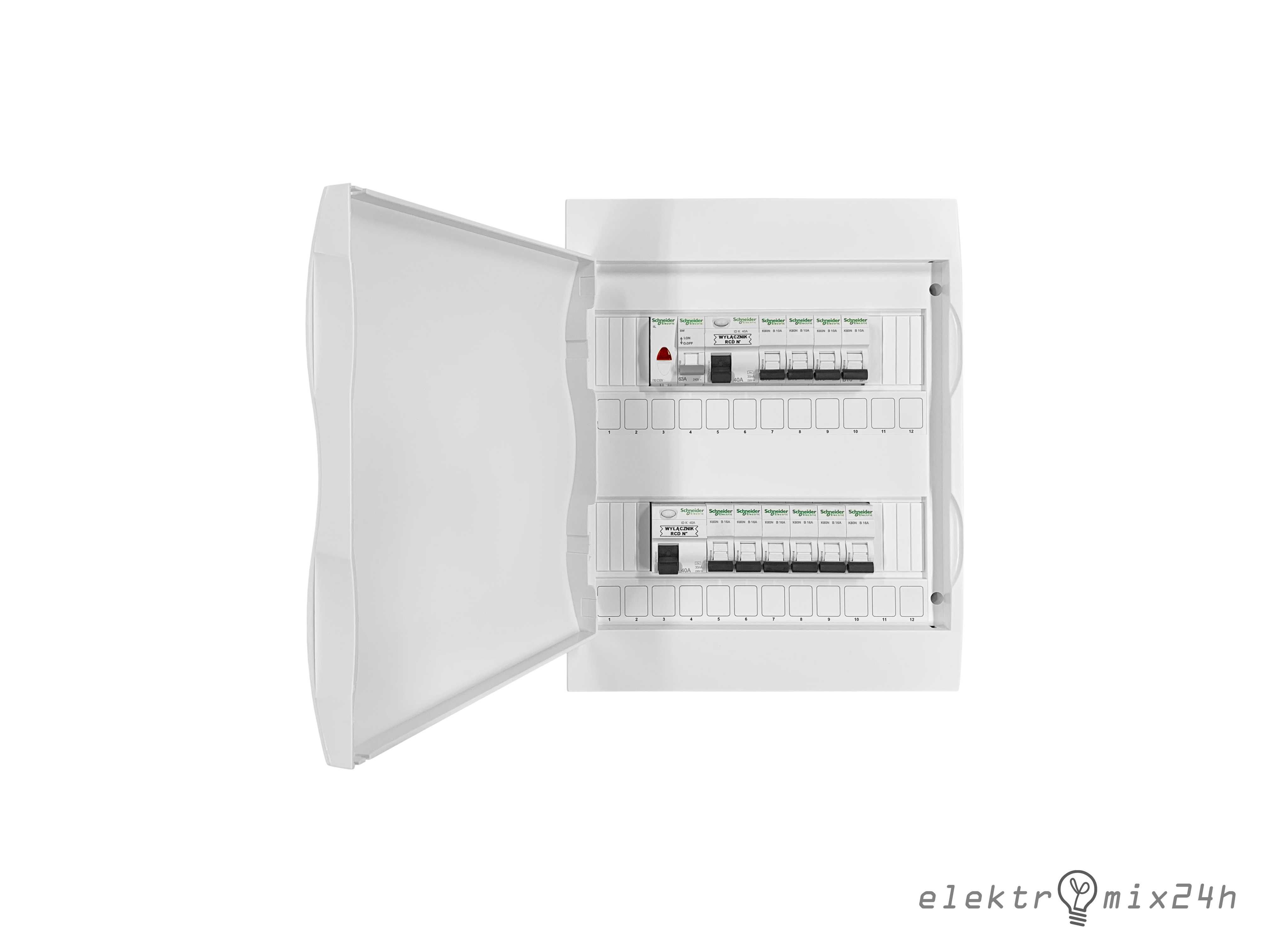 Rozdzielnica elektryczna natynkowa z zabezpieczeniami 2x12 modułów