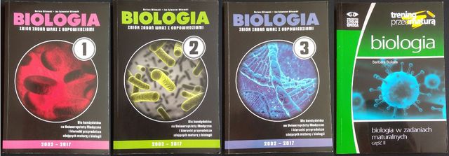 Zbiory zadań Biologia Witowski cz. 1, 2, 3; Biologia Bukała cz. 2