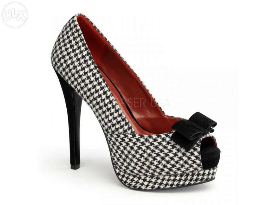 Sapatos xadrez Salto alto