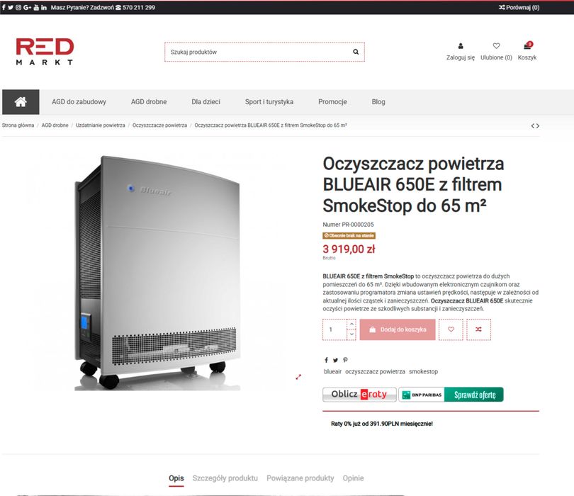 Profesjonalny oczyszczacz powietrza Blueair 650E PRO