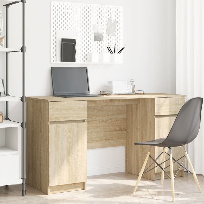 Biurko Vidaxl Sonoma Oak 140X49X76 Cm Z Płyty Drewnopochodnej