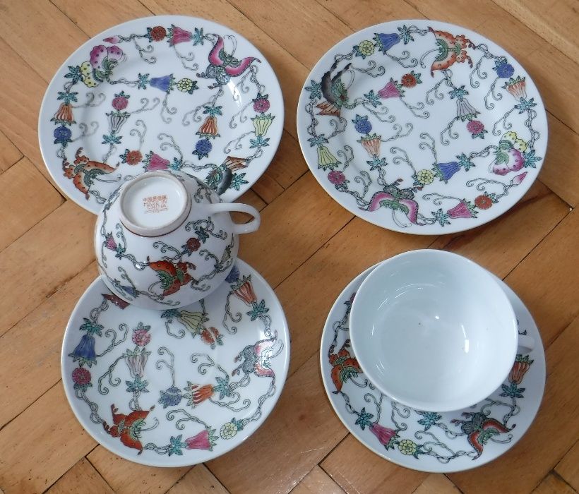 chińska porcelana- zestaw śniadaniowy dla 2 osób