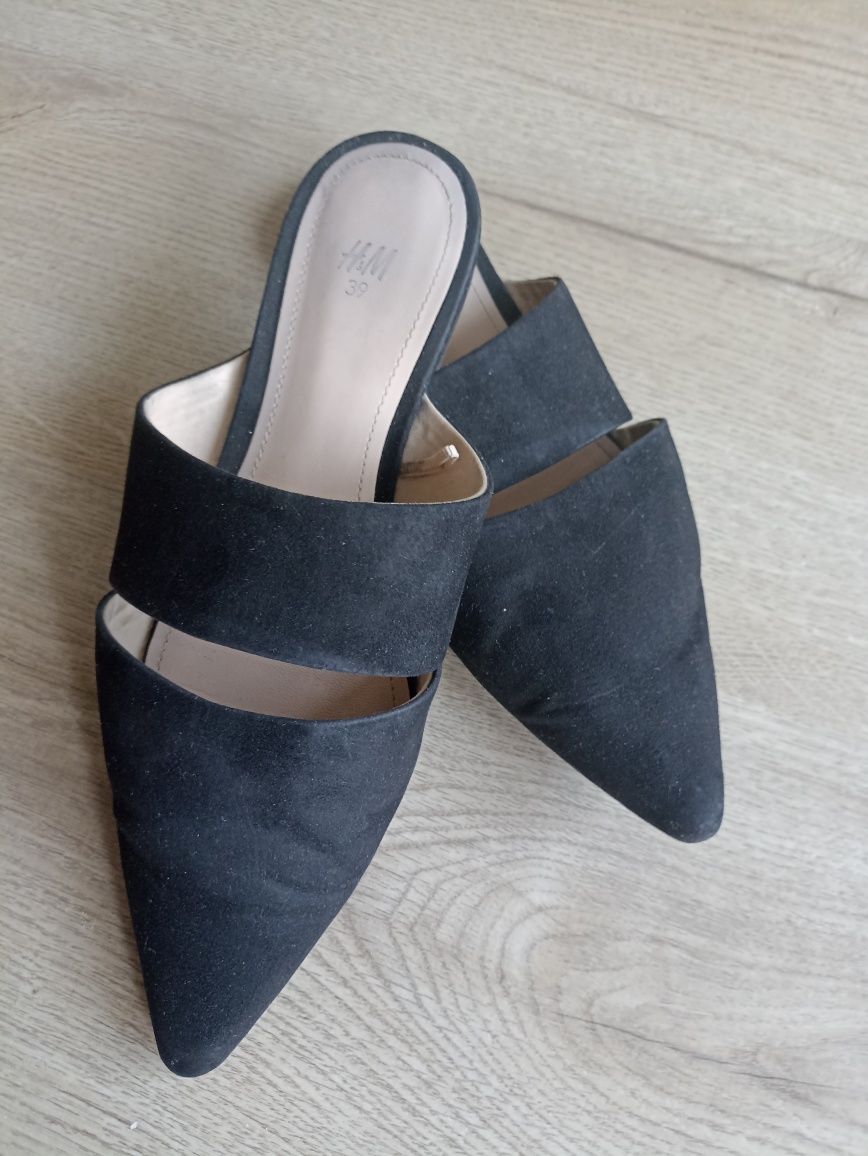 Czarne klapki mule H&M 39/38