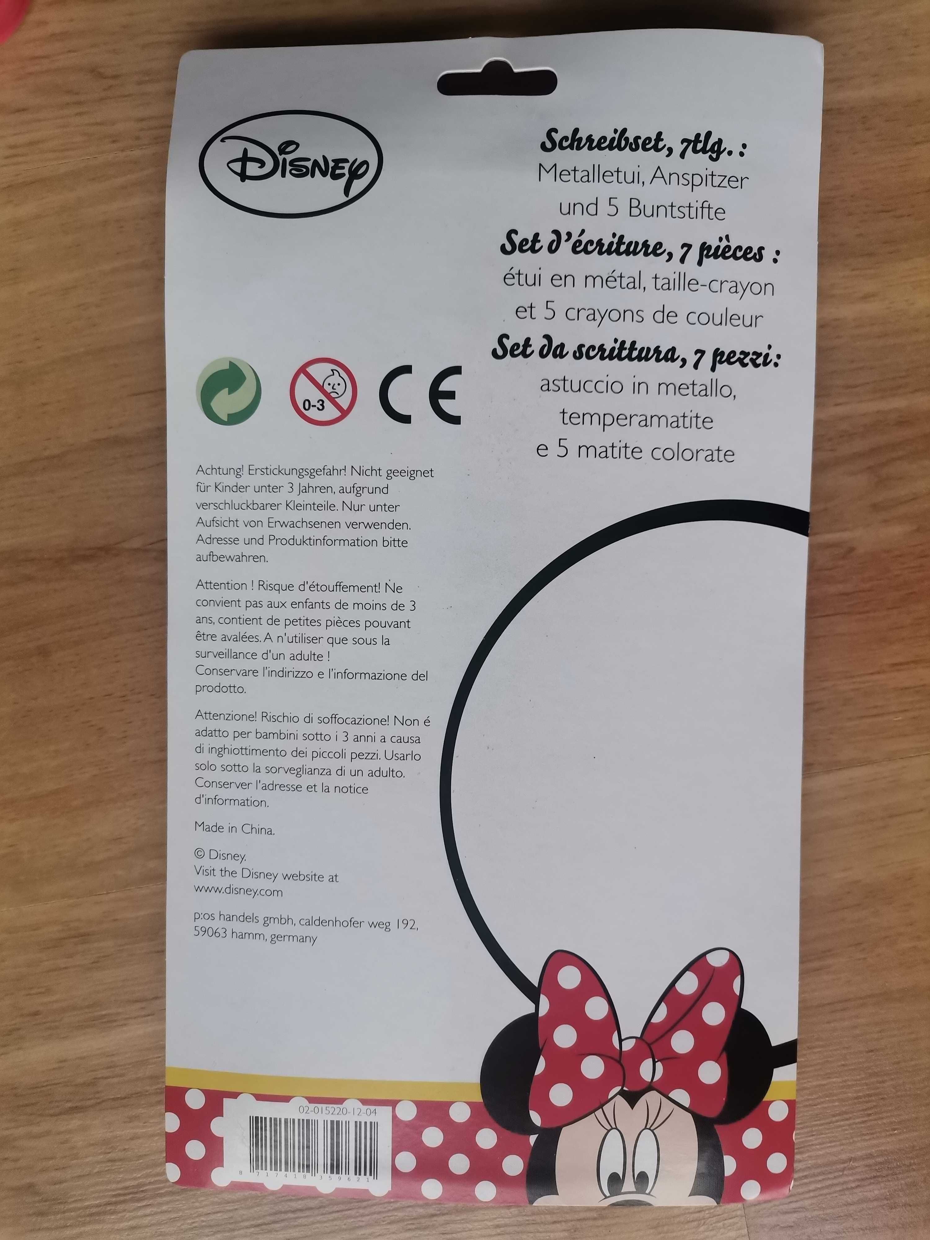 Kredki Myszka Minnie 5 sztuk z pojemnikiem Disney