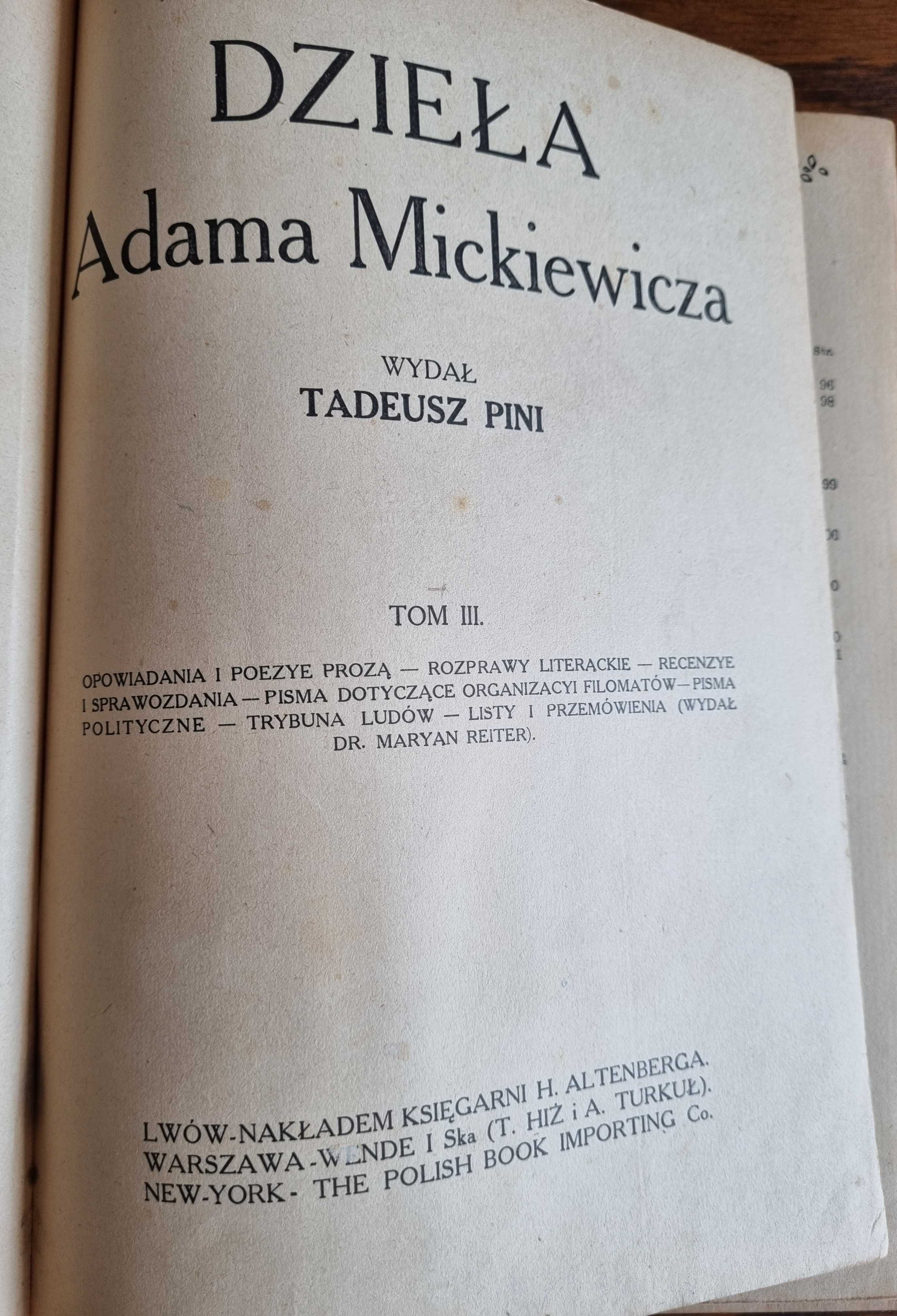 Dzieła Mickiewicza i Słowackiego komplet 5 tomów 1907_1912