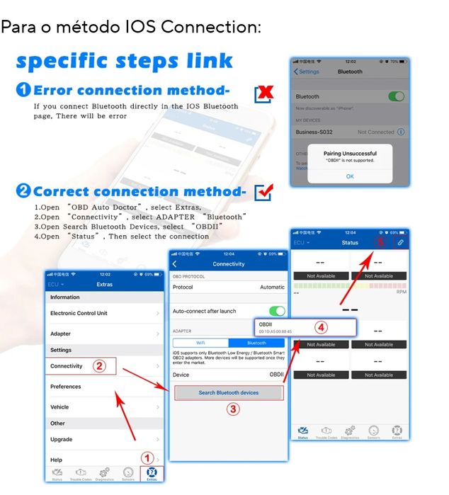 Interface de diagnóstico automóvel OBD2 Elm327 konnwei kw901 NOVO