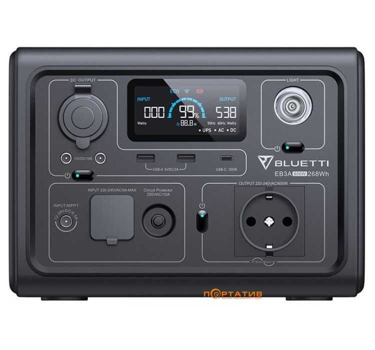 Портативна зарядна станція Bluetti EB3A  (600W/268Wh)