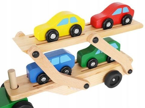 lt278 laweta drewniany tir ciężarówka z zestawem 4 aut dla dzieci