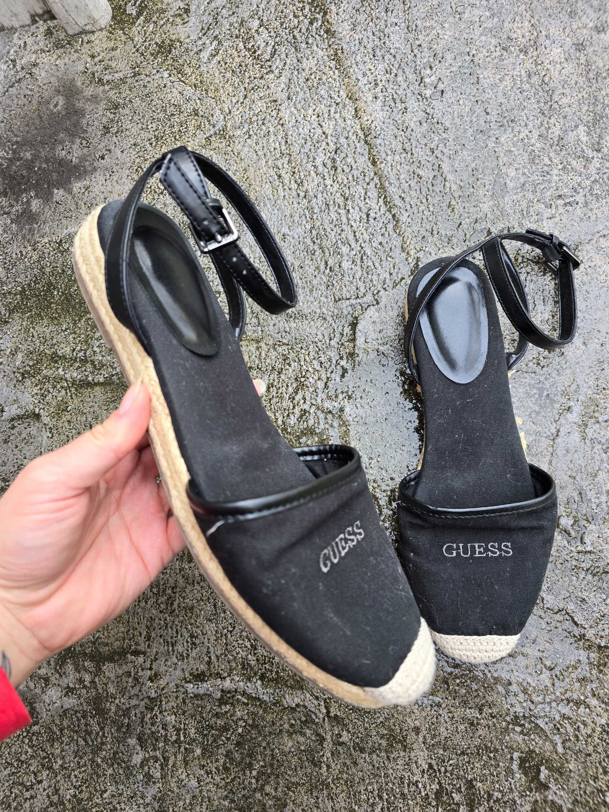 Damskie espadryle z paskiem czarne klapki letnie guess rozmiar 40