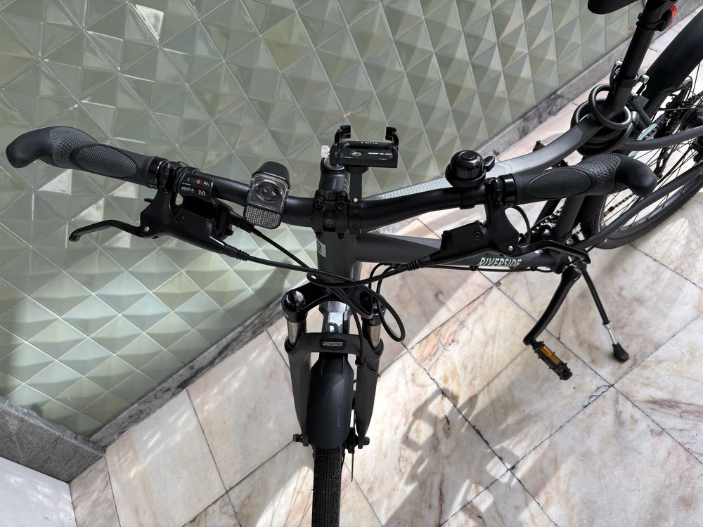 Bicicleta de Trekking Riverside 900 (cinza verde água) tamanho S