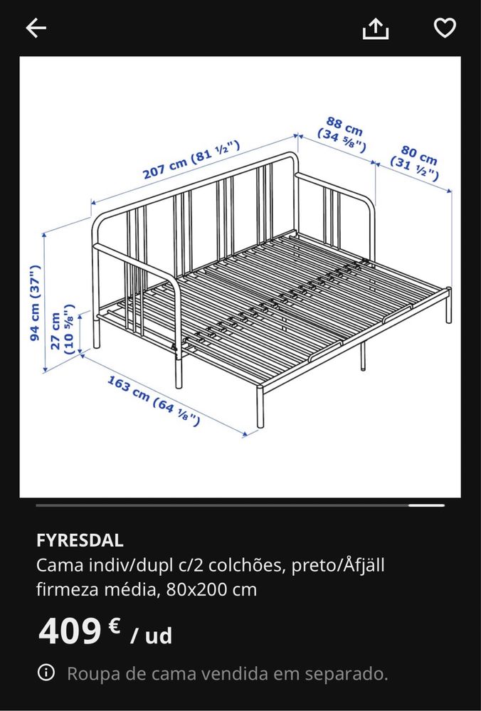 FYRESDAL - cama individual / dupla